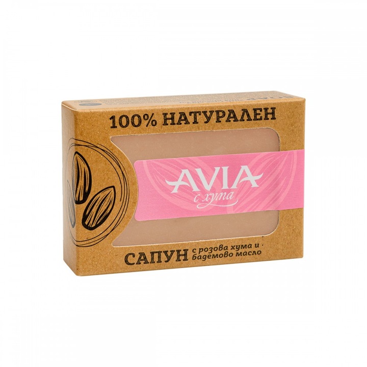 Натурален сапун AVIA, с розова френска хума, 110г