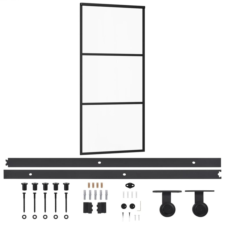 Usa glisanta cu set feronerie vidaXL, 90x205 cm, sticla ESG/aluminiu, 29.84 kg
