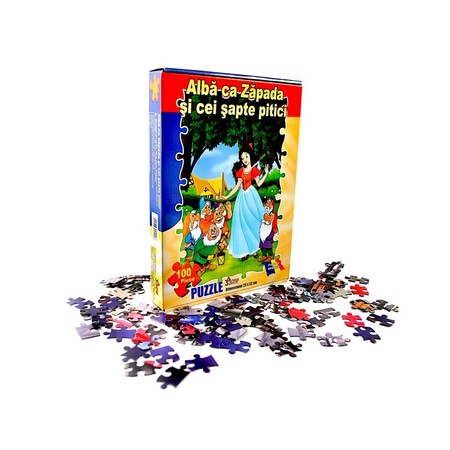 Puzzle Alba ca Zapada si cei 7 pitici, 100 piese, 22x32 cm - eMAG.ro