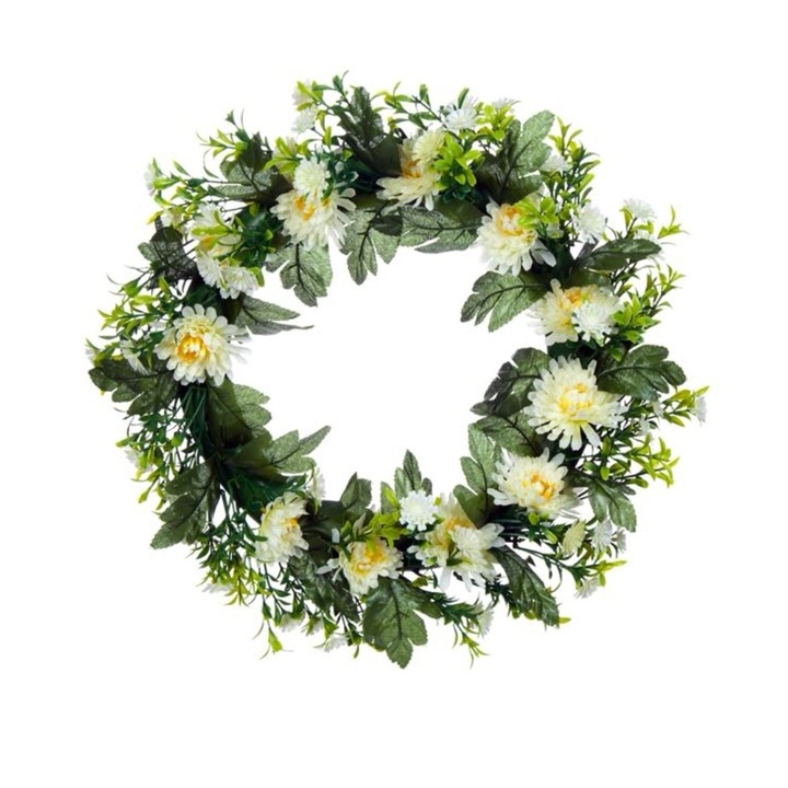 Пролетна цветна композиция, бели хризантеми, 38 см