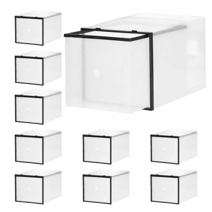 Set 10 cutii organizatoare culisante pentru depozitare incaltaminte, transparent, 20x20.5x28.5 cm