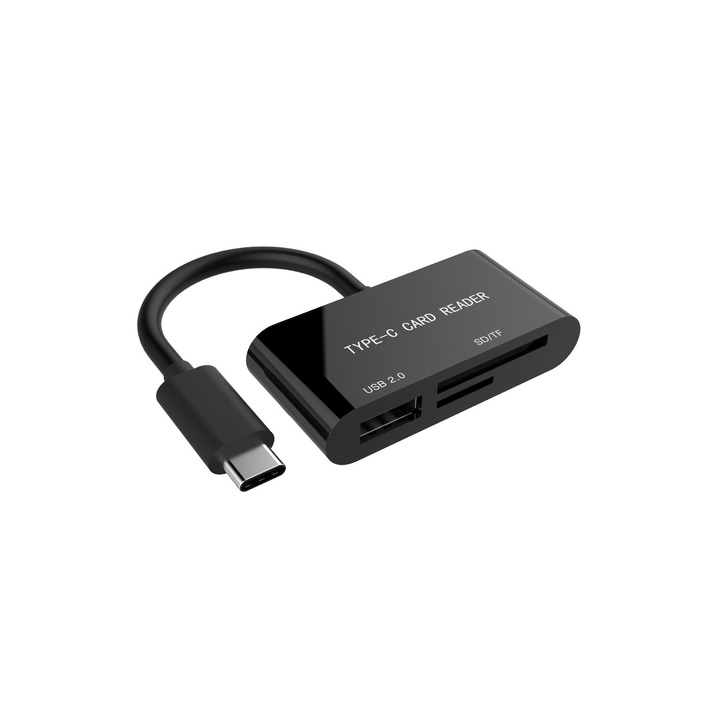 Placa de sunet USB Tip C, Virtual 7.1 Channel, iesire 2 x Jack 3.5mm mama, Negru