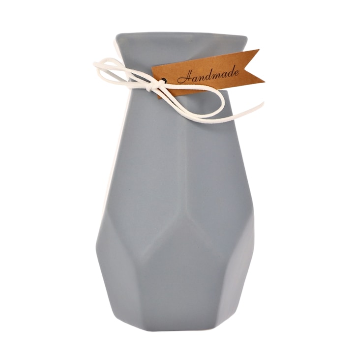 Керамична ваза, 18,5 х 9 см, сива