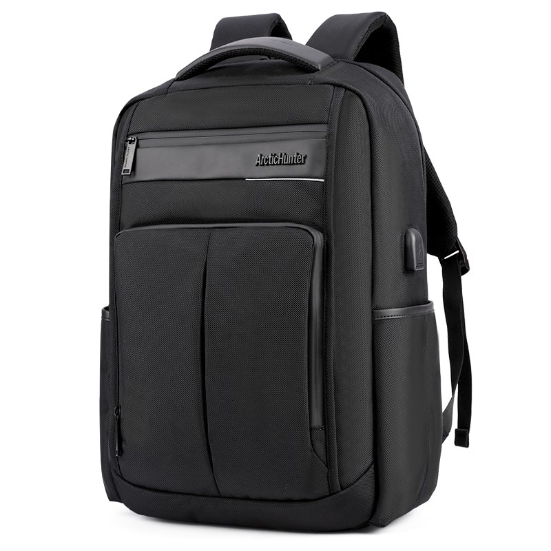 Rucsac laptop 15.6", impermeabil, cu port incarcare USB, Arctic Hunter, 47x35x17 cm, Negru