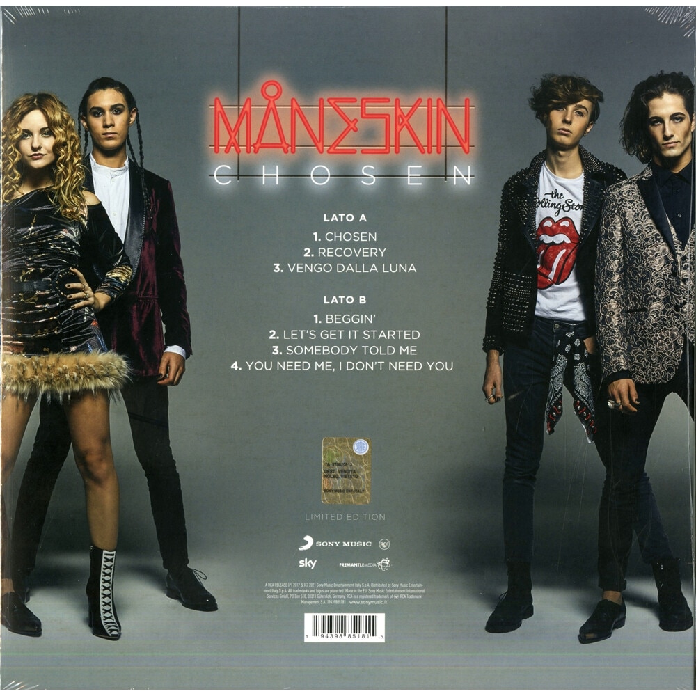 Måneskin ‎– Chosen 12”【LP レコード】カラービニール青 Amazon.co.jp: Chosen (Blue Vinyl) [12 inch Analog]: ミュージック