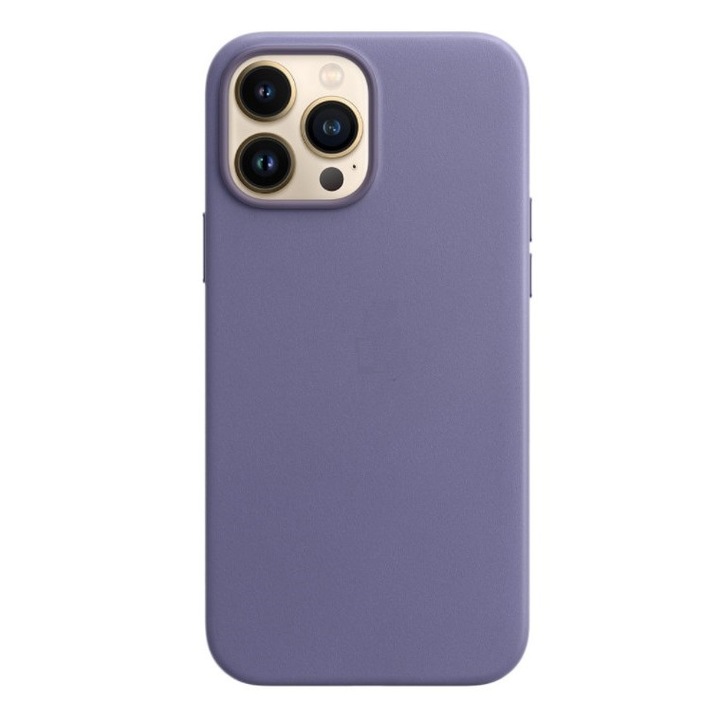 Husa de protectie RiKbo® Leather Case cu MagSafe pentru iPhone 13 Pro Max, interior microfibra, Wisteria
