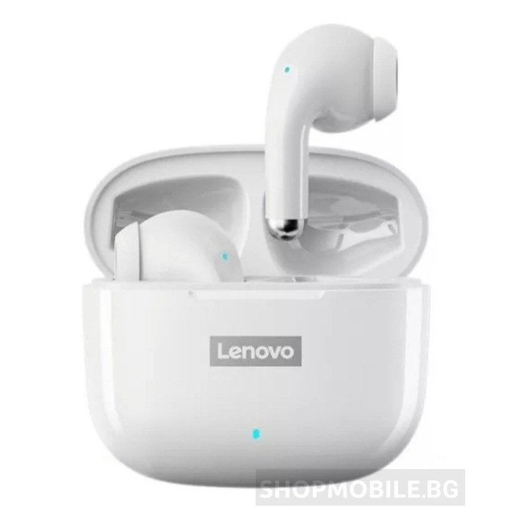 Слушалки Lenovo Thinkplus LP40, Bluetooth 5.1, безжични, водоустойчиви, HD звук, ограничаване на шума, бяло