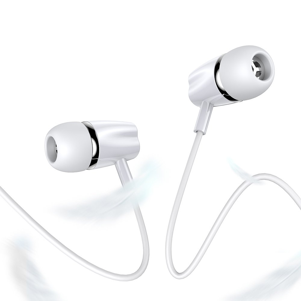 Casti audio, Joyroom, JR-EL114, Alb, In-Ear, Conector mini jack 3,5 mm, Microfon incorporat, Telecomanda, Cablu 1,2 m