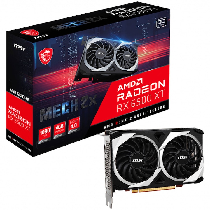 Видео карта MSI Radeon™ RX 6500 XT MECH 2X OC, 4GB GDDR6, 64-bit