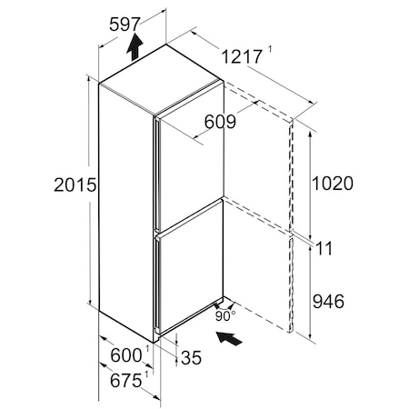 Combina frigorifica Liebherr KGNsff 57Z04 Pure, NoFrost, EasyFresh, 359 l, Clasa F, H 201.5 cm, SteelFinish, Silver