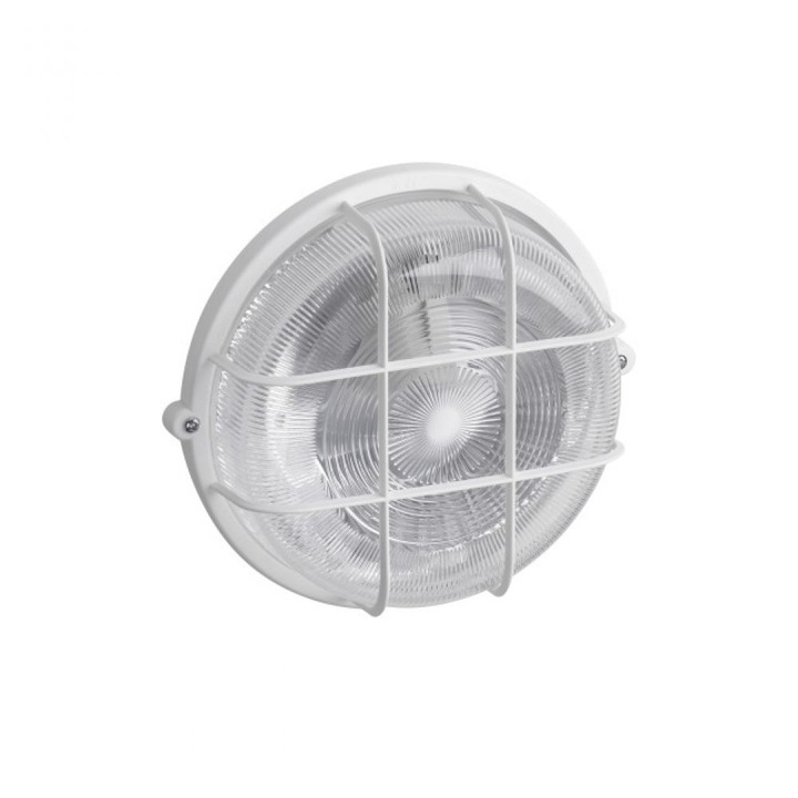 Aplica Rotunda Alba E27, 100W, cu Grilaj, Meister
