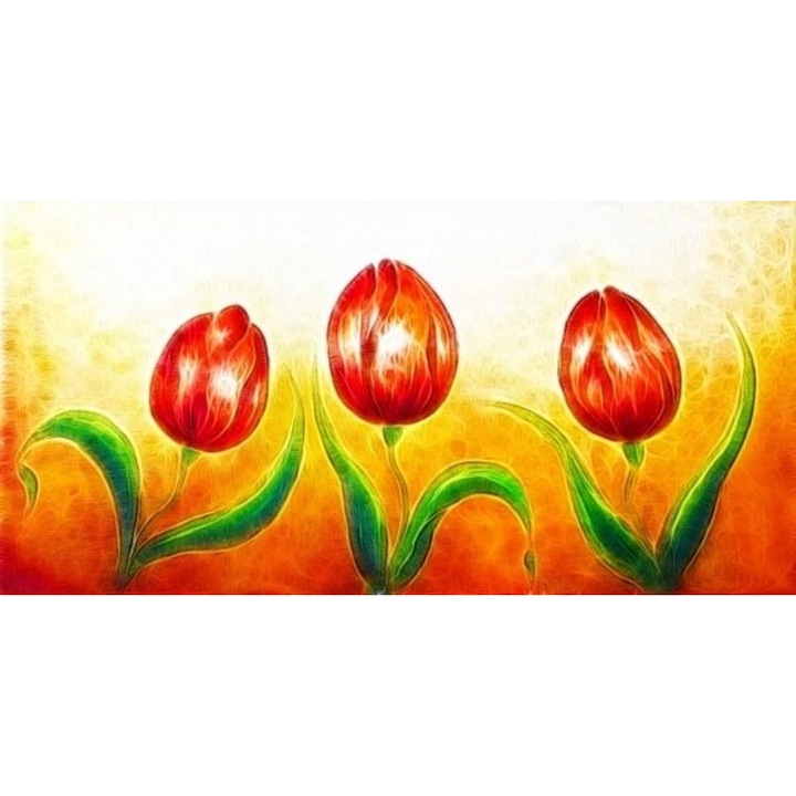Vászonkép Printly, Flower Motive Three Dancing Red DPH68716987, 100 cm x 70 cm