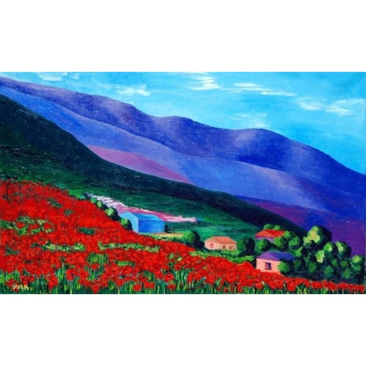 Vászonkép Printly, Original Oil Painting Fields Flowers DPH333393580, 100 cm x 70 cm