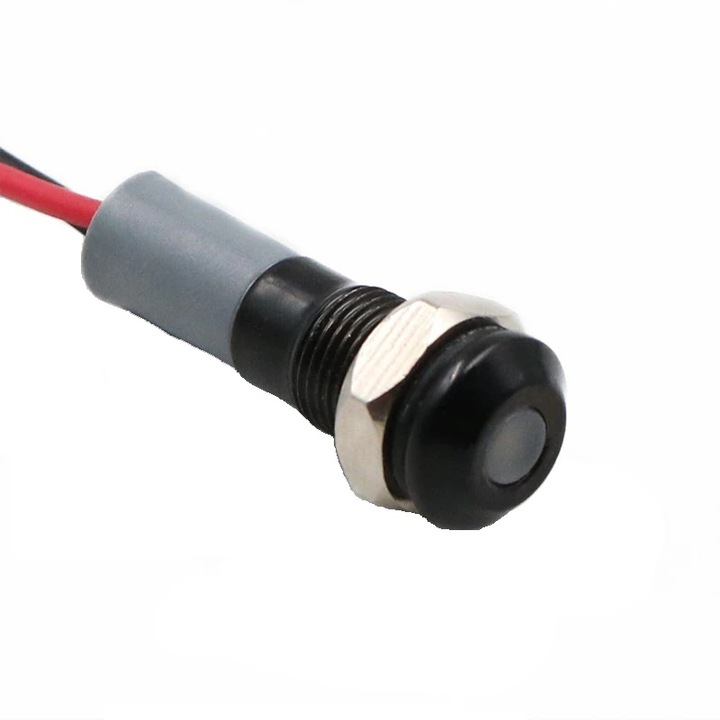 OEM LED jelzőfény, lapos fej, IP67, 5V, 6 mm, erős fény, piros