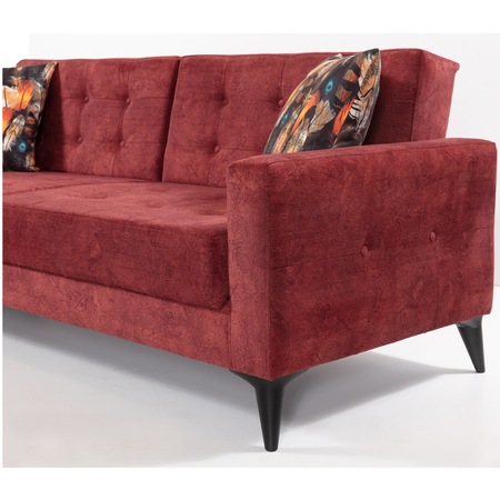 Canapea extensibila Pandia Home Amelie, 209x80x80 cm, 3 locuri, rosu inchis