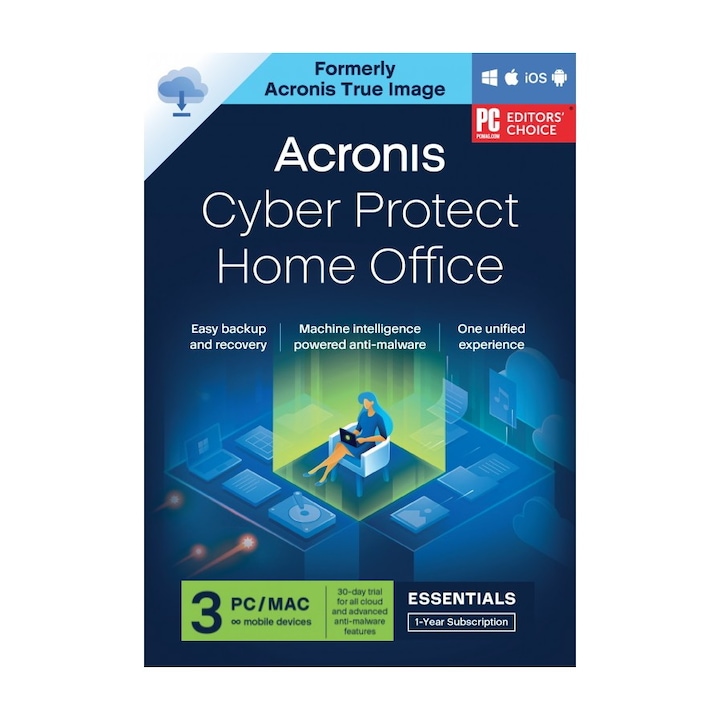 Acronis Cyber Protect Home Office Essential 3 PC/MAC 1-годишен електронен лиценз