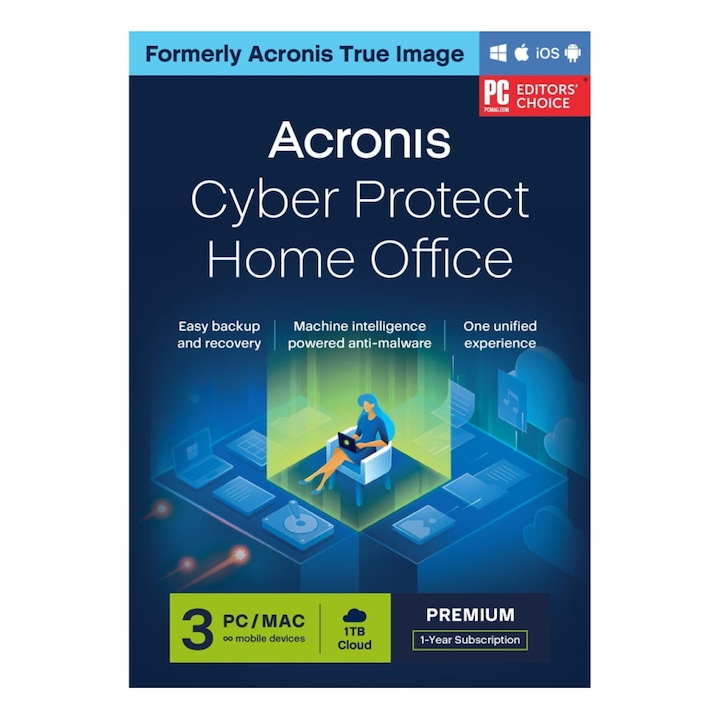 Елекронен лиценз Acronis Cyber Protect Home Office Premium 3 PC/MAC + 1 TB Cloud Storage 1 година
