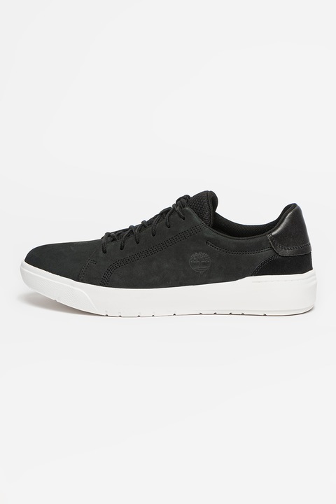 Timberland, Pantofi sport de plasa si piele nabuc Seneca Bay, Negru stins