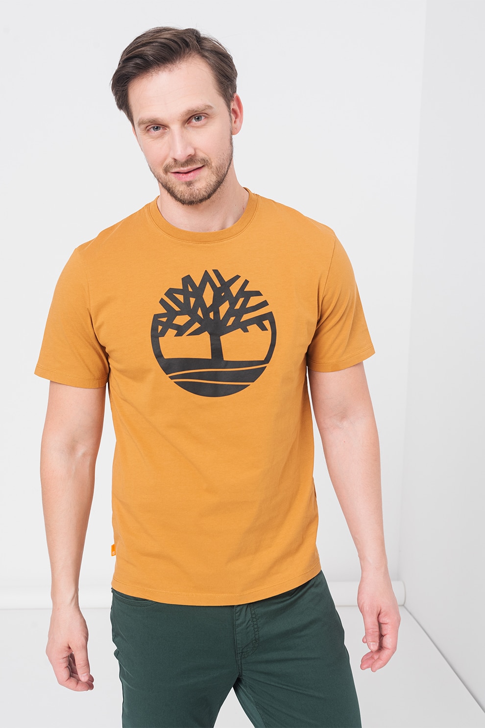 Timberland, Tricou de bumbac cu logo Kennebec River Tree, Maro scortisoara, XL