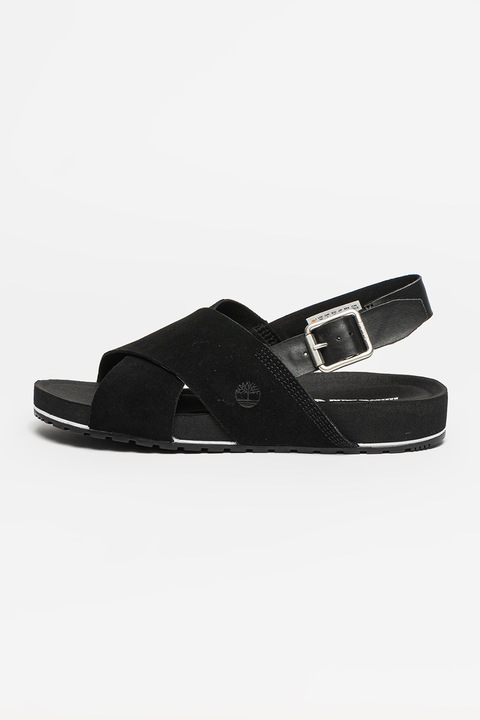 Timberland, Sandale de piele si piele intoarsa Malibu Waves, Negru