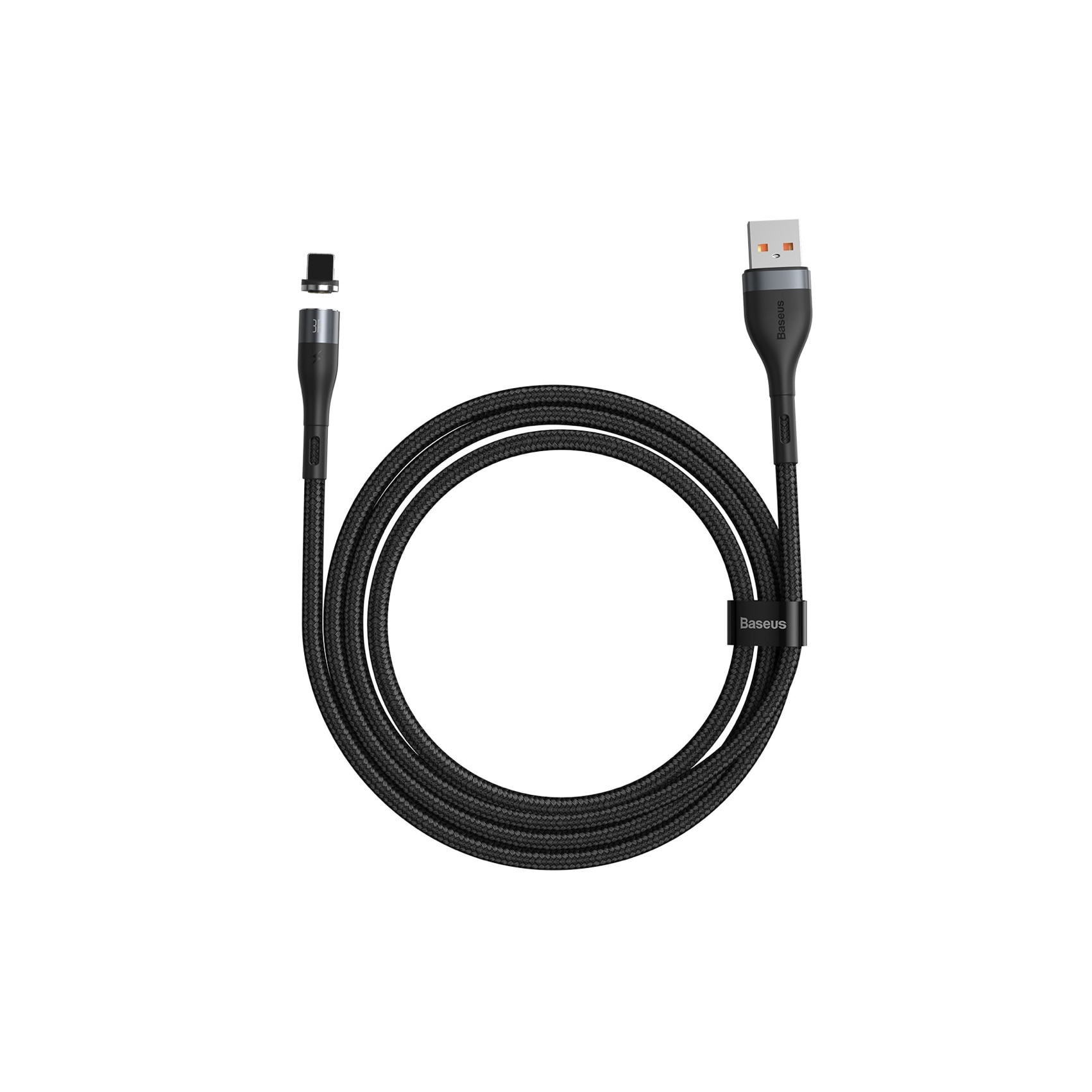 Lightning USB магнитен кабел, пренос на данни и зареждане, 1 м, черен ...
