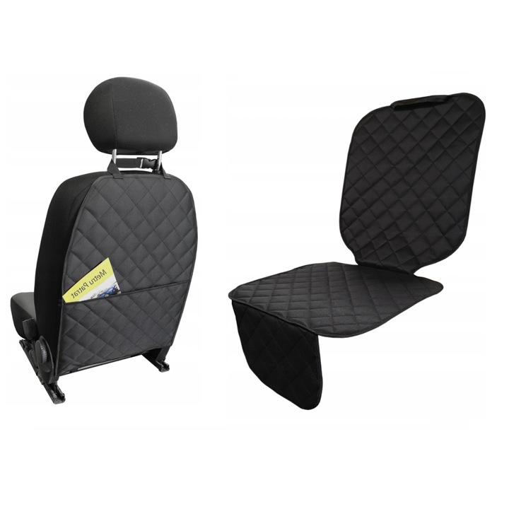 Комплект 2 калъфа METRU PATRAT, Автомобилни, Универсални, Калъф за облегалка на предна седалка с органайзер/Калъф за детско столче