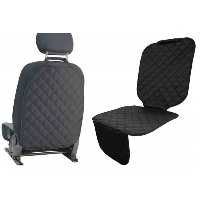 Set 2 huse de protectie scaune auto, universale - protectie spatar scaun fata matlasata si protectie matlasata pentru scaun auto, scoica bebe, Metru Patrat