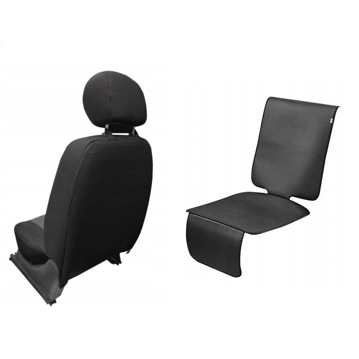 Комплект калъфи за седалки METRU PATRAT, Еко кожа, Защита на облегалката на предната седалка и задната седалка, За детско столче, 2 бр