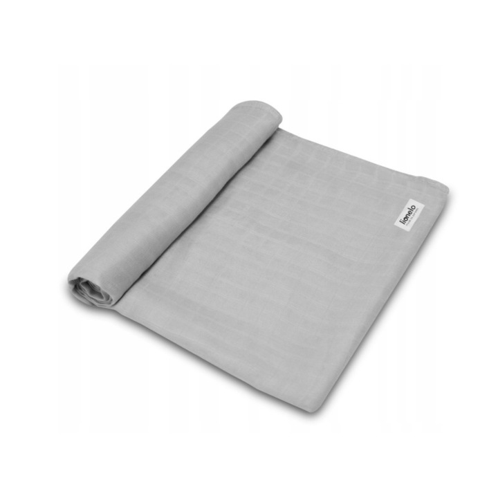 Muselina, Lionelo, Multifunctionala, Din bambus, Ideala pentru infasat, Cu proprietati antibacteriene, antifungice si antialergice, Lavabila la masina de spalat, 120x120 cm, Gri