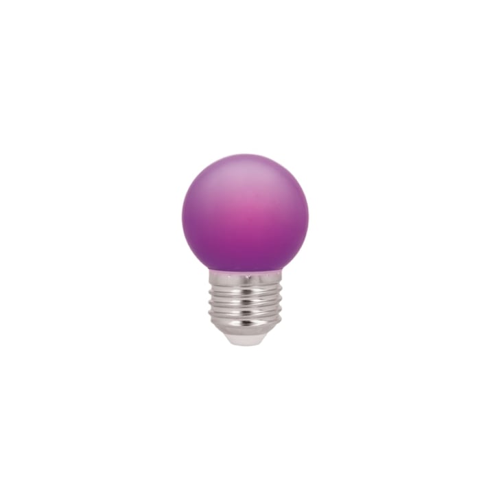 Комплект от 5 LED крушки E27 G45 2W 230v 5lm, за светлинен гирлянд, Лилави