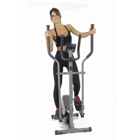 Bicicleta eliptica EVERFIT EFK 500, Sistem volanta 8 Kg, Greutate utilizator 100 Kg, Suport telefon/tableta, Roti transport
