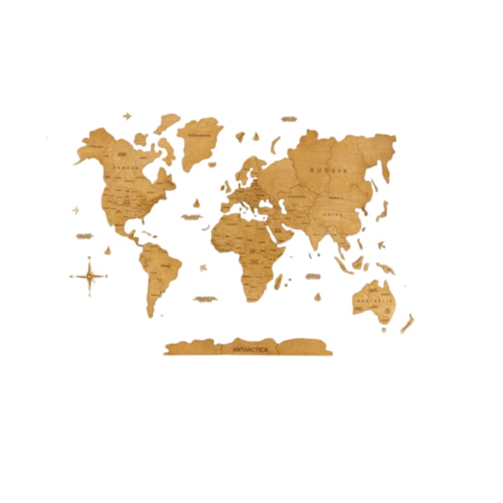 Harta lumii, lemn, maro deschis, M, 200x120 cm