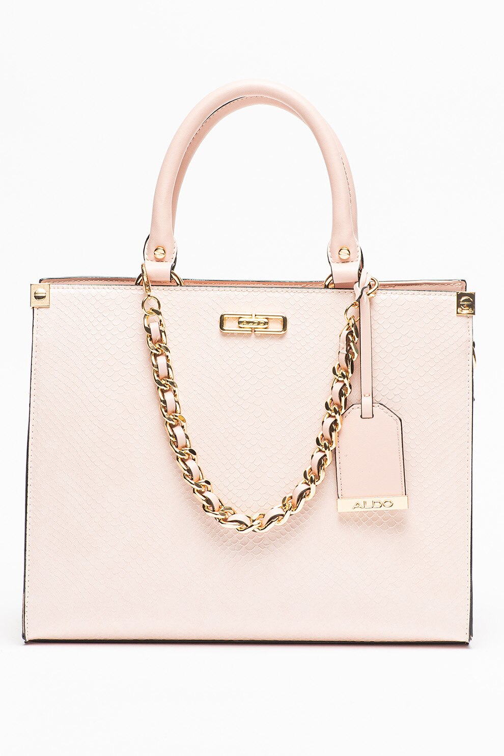 Aldo, Чанта за рамо Evans от еко кожа с шагрен, Златист, Бледорозов