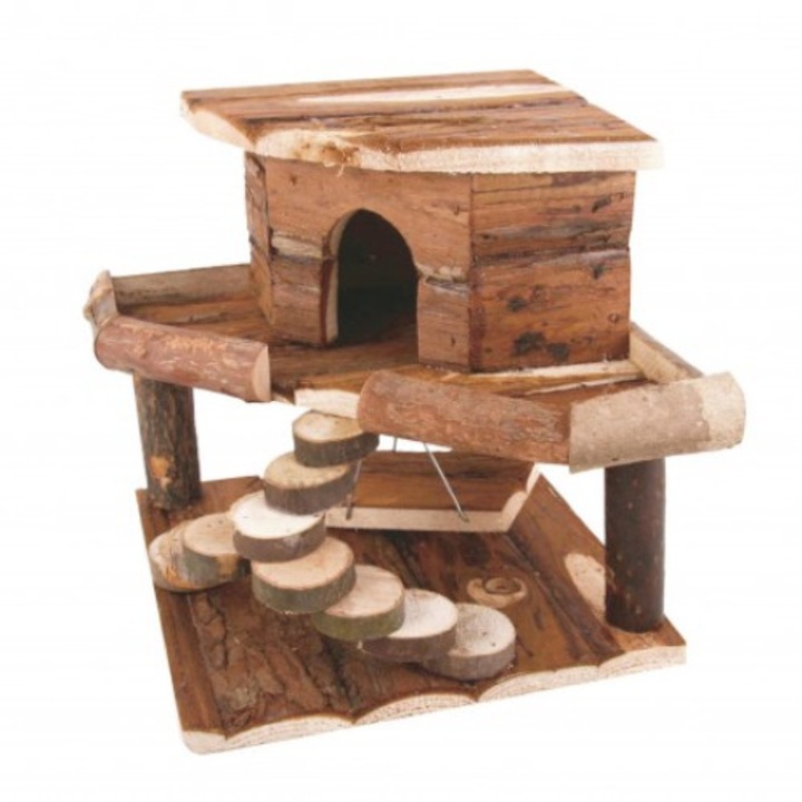 Casuta pentru rozatoare, Lemn, 19 x 19 x 27.5 cm, Maro