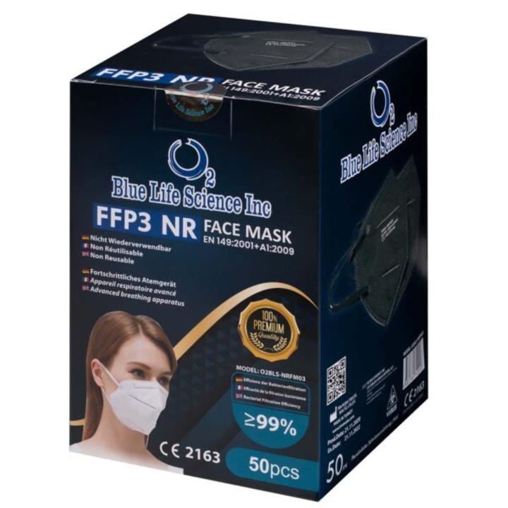 Комплект от 50 маски Premium FFP3 White 5 Layers Blue Life с висока защита