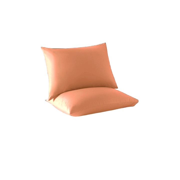 Set 2 huse pentru perna, bumbac natural 100% de culoare somon uni, cu dimensiunea 45/45