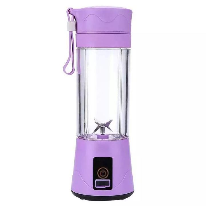 Blender Portabil, Blender BlendyGo3™, Mini Blender, Incarcare Wireless, Compact, 550ml, 6 Lame 3D, Multifunctional, Autonomie Mare, Baterie reincarcabila, Visiniu deschis