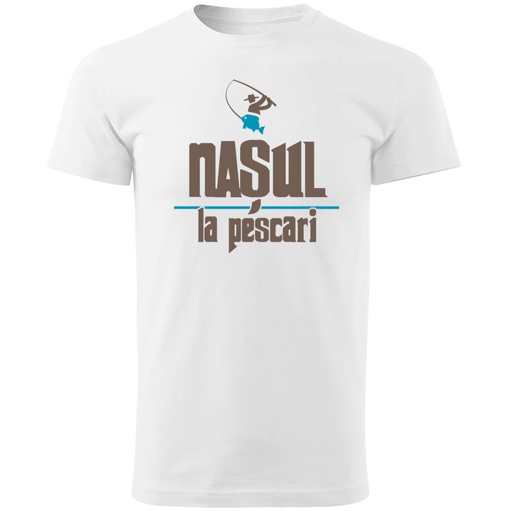 Tricou Barbat, Personalizat " Nasul la pescari ", Alb, Marime XXXL