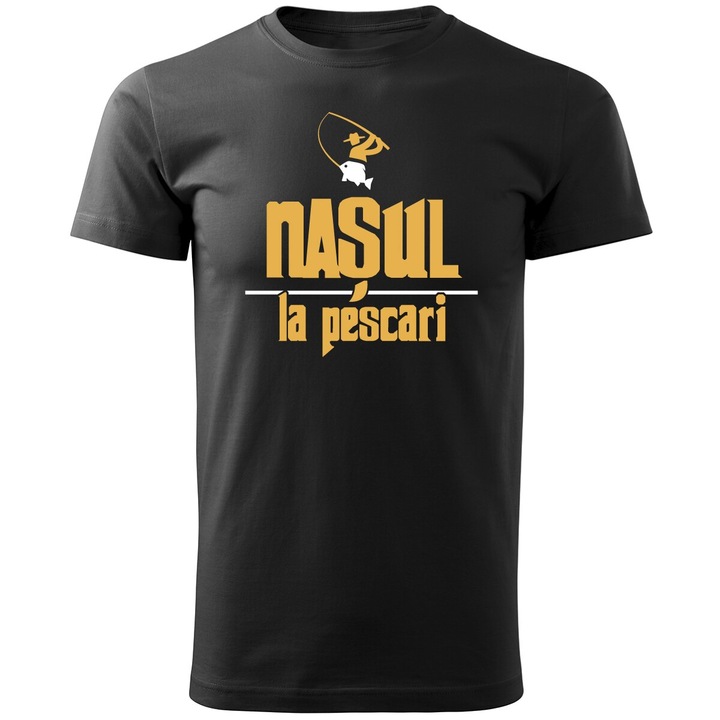 Tricou Barbat, Personalizat " Nasul la pescari ", Negru, Marime XXXL