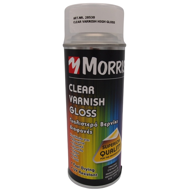 Morris fényes spray lakk, akril, fa, fém, alumínium, üveg, kő és műanyag felületekre 400 ml