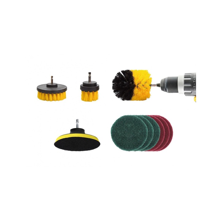 Четки за почистване Amio, Приспособими към бормашината, Комплект от 10