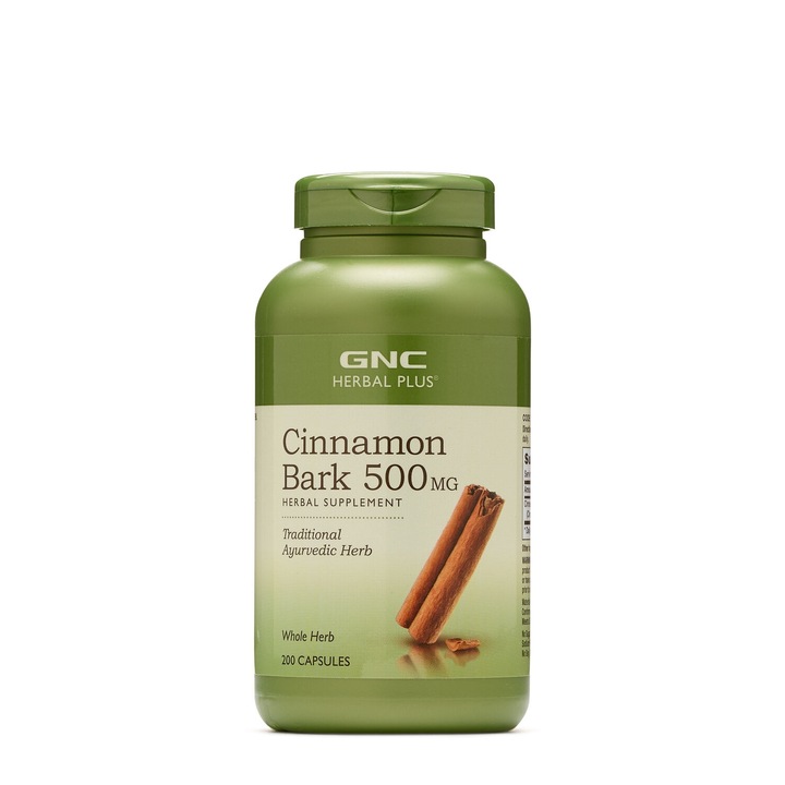 GNC Herbal Plus® Cinnamon Bark 500 mg, Scortisoara, 200 Capsule