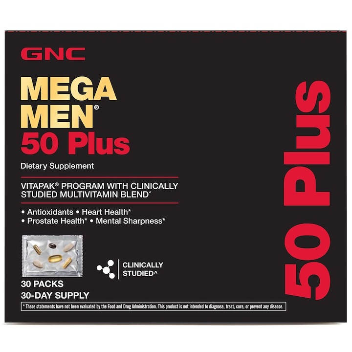 GNC Mega Men® 50 Plus Vitapak® Program, Complex de Multivitamine Pentru Barbati 50 Plus, 30 Pachetele