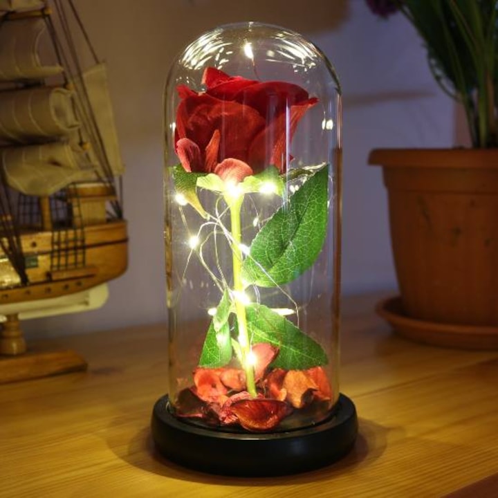 Gyönyörű világító LED-es kriogén rózsa