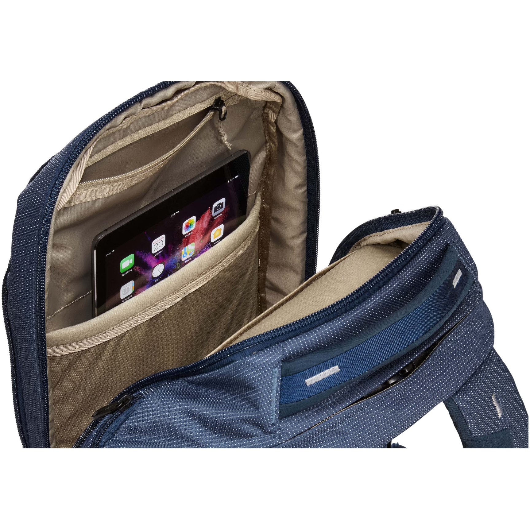 Rucsac Thule Crossover 2, 30 l, pentru laptop de max. 15.6 ", 2 compartimente, buzunar frontal x 2 buzunar lateral x 2, waterproof, nylon, Albastru