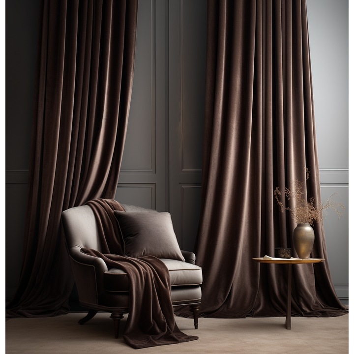 Set draperii Catifea Maro Inchis, 2 buc x 200 cm lungime / 230 cm inaltime
