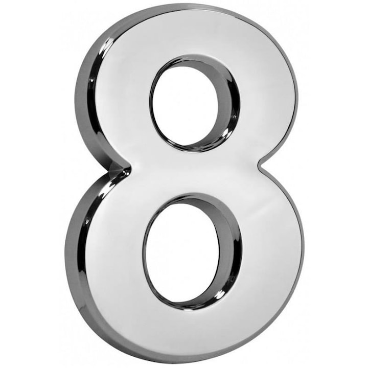 Házszám Strend Pro MagicHome, 8-as szám, PVC, ezüst, 70x100 mm, 3D