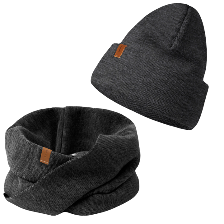 Set tricotat cu caciula si fular, Nandy, grafit, marime universala, ZEST-CK-20849-02-CM-SZAR