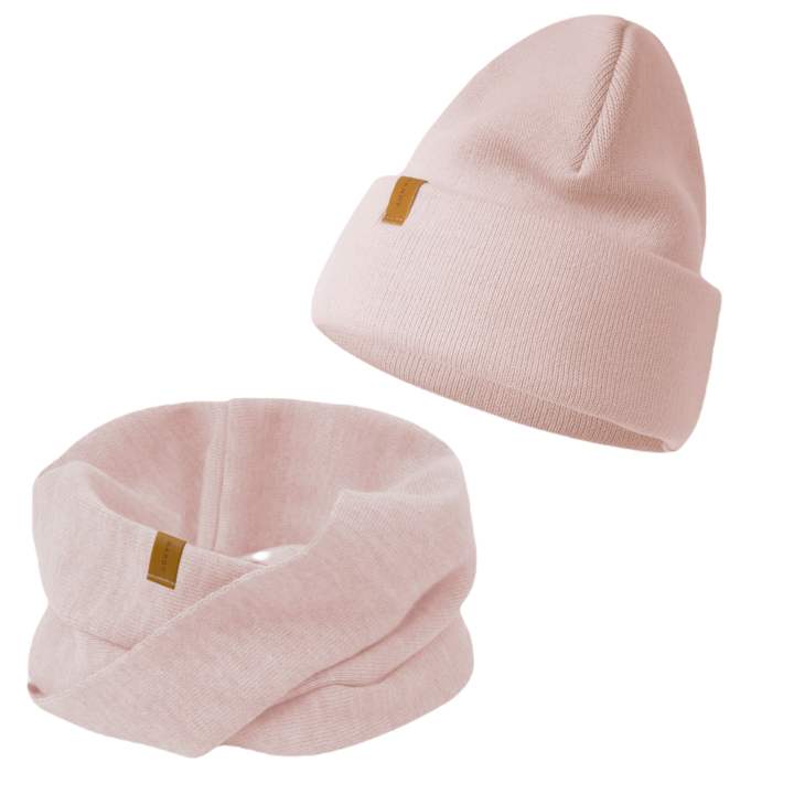 Set tricotat cu caciula si fular, Nandy, roz, marime universala, ZEST-CK-20849-09-PUD-ROZ