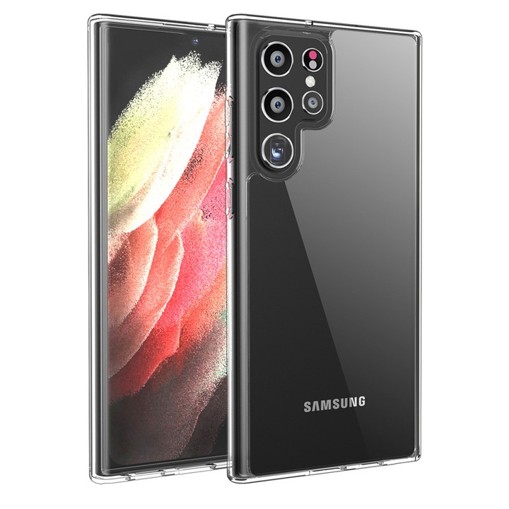 Силиконов калъф, съвместим със Samsung Galaxy S23 Ultra, Extra Clear, Perfect Slim Fit, Optim Solution, Ultra Protection Technology, Transparent